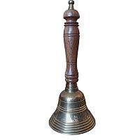 Колокольчик латунный с деревянной ручкой (полиш), 17 х 7,5  k10